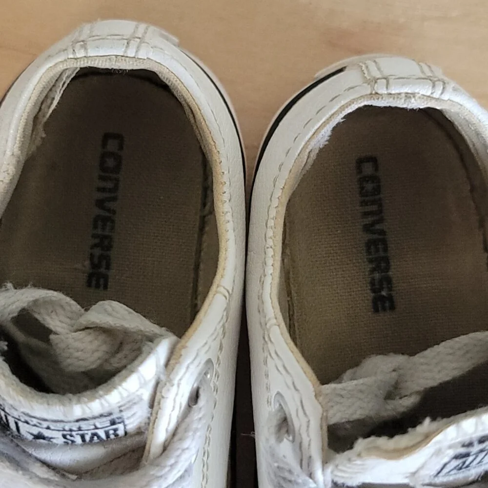 Converse Low Top White Faux Leather Toddler Infant Unisex Sneakers Shoes CTAS 8